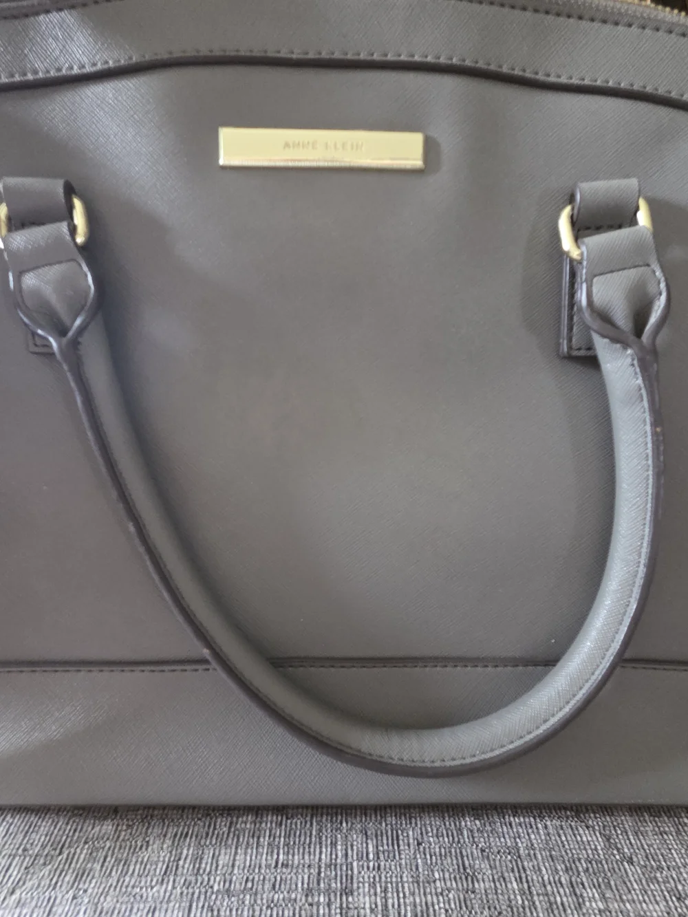 Anne Klein Gray Dome Satchel with Gold-Tone Hardware